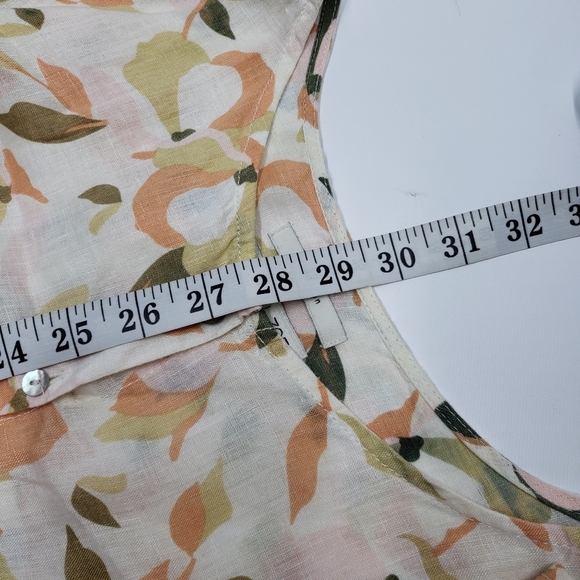 Rachel Zoe Women's Linen Blouse Size 2X Abstract Floral Roll Tab Button Front - Picture 13 of 14